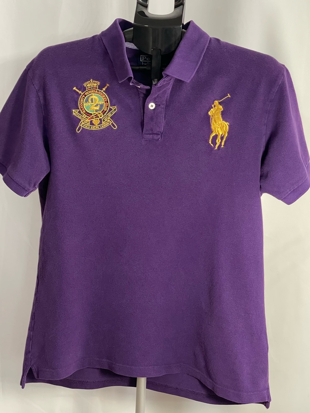 Vintage Purple Polo Ralph Lauren Big Pony Horse & Rider Jockey Embroidered